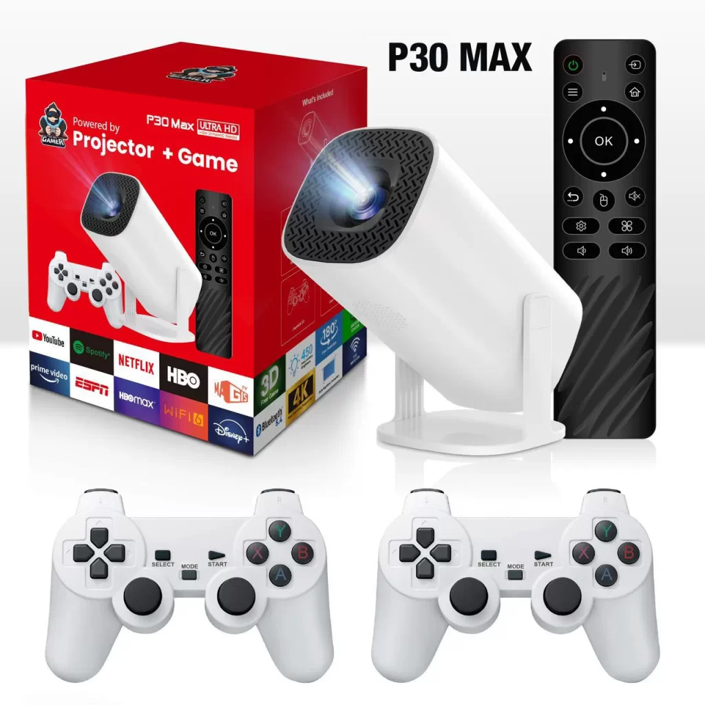 Cross-Border P30MAX Game Projector Android Allwinner H713 Supports 4K HD Projector Game Console Wholesale