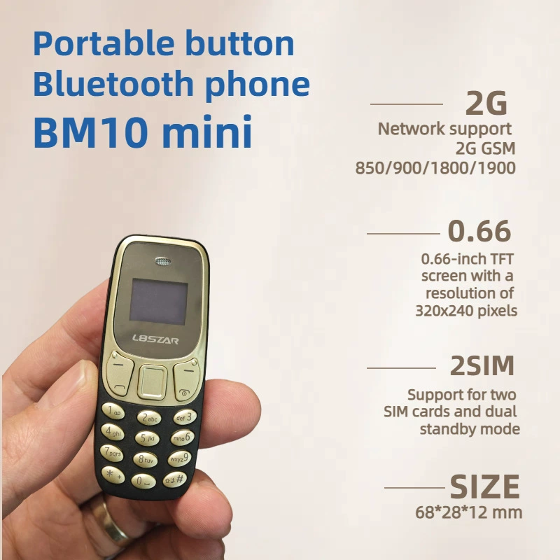 L8Star BM10 Cross-border Flip Mini Phone Bluetooth Player Student Keypad Dual SIM Senior Phone