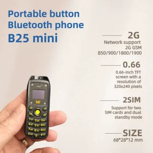 BM25 GSM 2G Non-smart Keypad Bar Mini Ear-hang Dual SIM Student Phone Cross-border