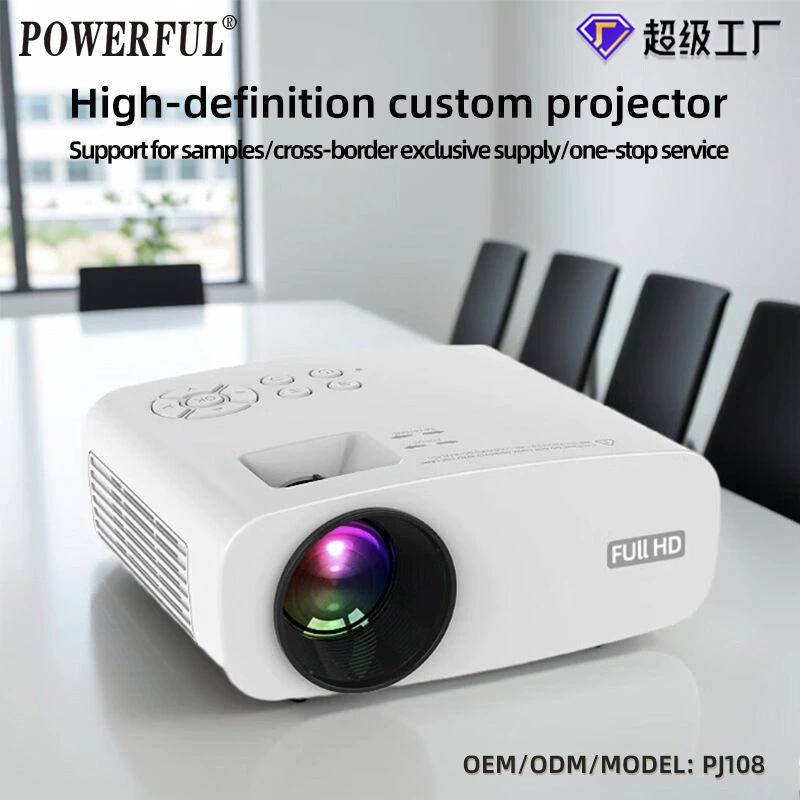 POWERFUL Factory Direct Cross-Border Projector for Bedroom Wall Projection, Home HD Portable Projector Compatible with Phone and Computer